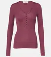 Chloé Chloe Ribbed-knit Wool Top In Pink