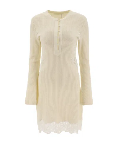 Chloé Ribbed Knitted Dress In Nude