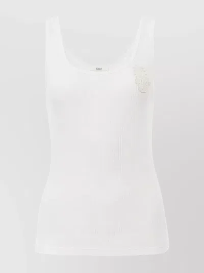 Chloé Ribbed Scoop Neck Sleeveless Crewneck Top