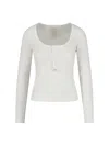 Chloé Women Cotton Jersey Henley T-shirt In White