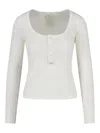 Chloé Women Cotton Jersey Henley T-shirt In White