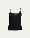 Chloé Modern Ribbed Wool Top With Thin Straps In Black