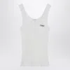 Chloé Ribbed Tank Top With Logo In White