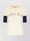 Chloé Logo Embroidered Heavy Cotton Wool T-shirt In Neutral