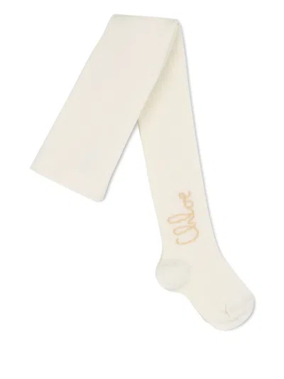 Chloé Babies' Ribbed Tights In Gold