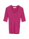 Chloé Chloe Logo-embroidered Ribbed Wool Top In Pink