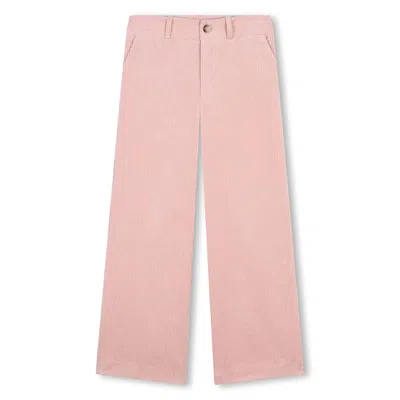 Chloé Kids' Ribbed Trousers In Rosa Pallido