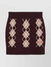 Chloé Ribbed Waistband Argyle Pattern Skirt In Brown