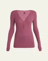 Chloé Ribbed Wool Henley In Pink