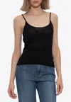 Chloé Modern Ribbed Wool Top With Thin Straps In Black