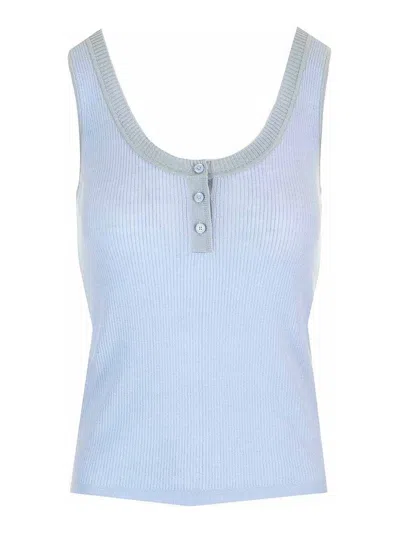 Chloé Ribbed Wool Tank Top In Blue