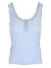 Chloé Ribbed Wool Tank Top Tops Light Blue In Blue