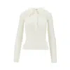 Chloé Ribbed Wool Top With Lace Collar In White