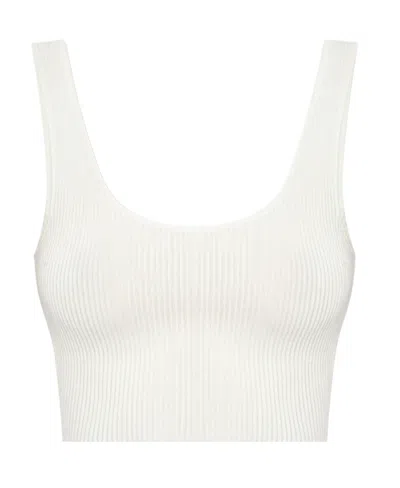 Chloé Ribbed-knit Cropped Top In White