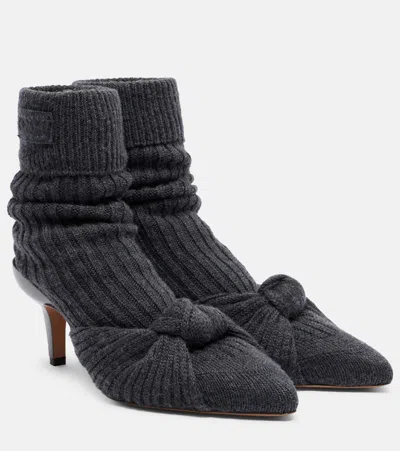 Chloé Ribbed-knit Sock Boots In Gray