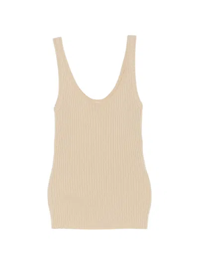 Chloé Ribbed-knit Tank Top In Neutral