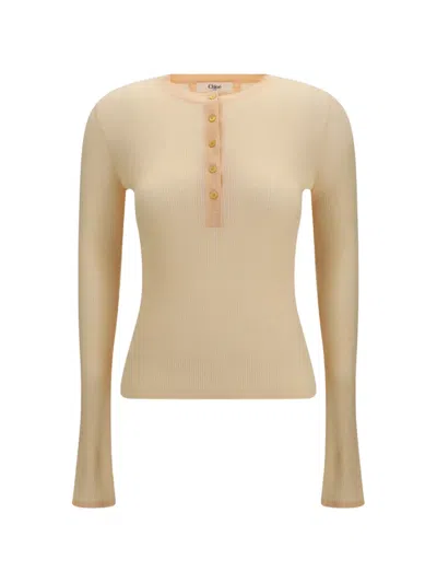 Chloé Ribbed-knit Wool Sweater In Neutral
