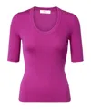 Chloé Chloe Logo-embroidered Ribbed Wool Top In Pink