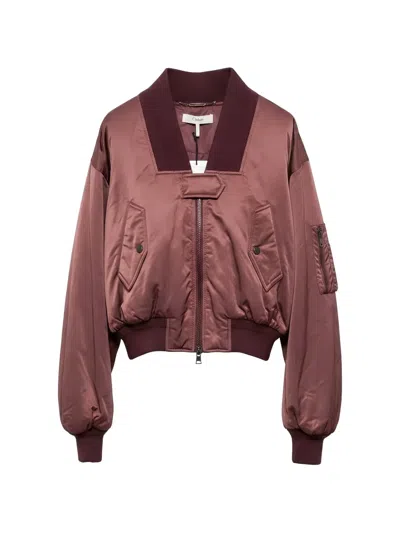 Chloé Ribbed-trim Zip-up Bomber Jacket In Brown
