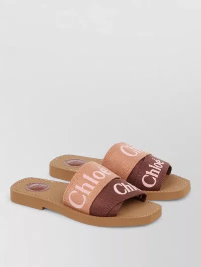 Chloé Ribbon Strap Flat Sole Open Toe Slides