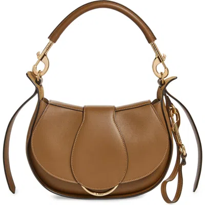 Chloé Ride Leather Shoulder Bag In Dark Khaki