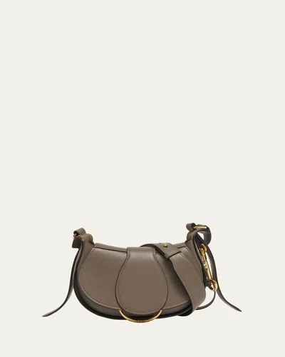 Chloé Ride Small Flap Crossbody Bag In Calfskin In Flannel Grey