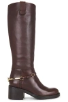 Chloé Riding Boot In Burgundy