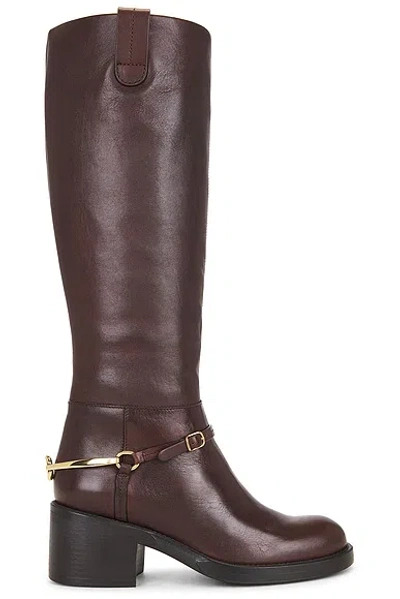 Chloé Riding Boot In Burgundy
