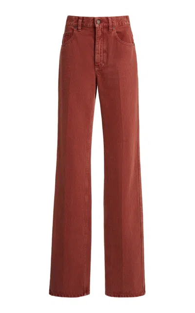 Chloé Rigid Garment-dyed High-rise Straight-leg Jean In Brown