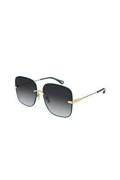 Pre-owned Chloé Chloe Rimless Metal Sunglasses With Grey Gradient Lens For Women - Size 61mm In Gold