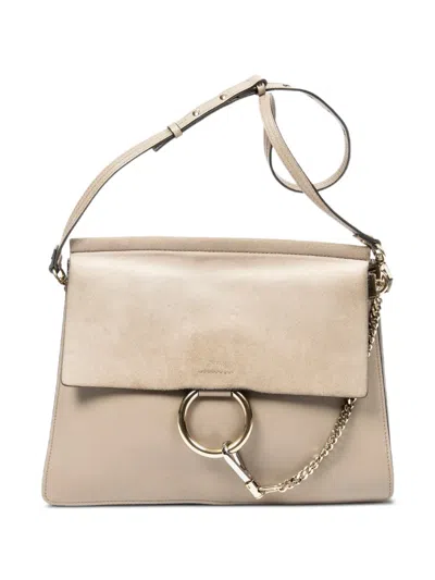 Pre-owned Chloé Ring Detail Chain Shoulder Bag In Neutral