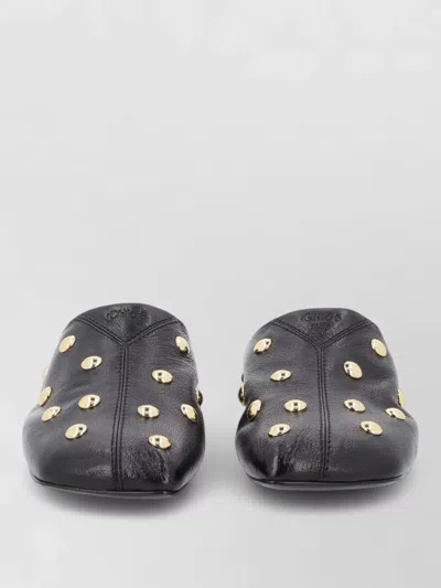 Chloé Rita Flat Mules Square Toe Studs In Black