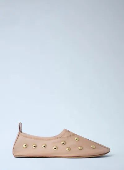 Chloé Chloe Rita Stud-embellished Mesh Ballet Flats In Brown