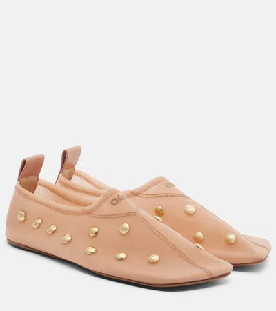 Chloé Rita Blushy Beige Ballet Flats In Transparent Mesh Women In Neutral