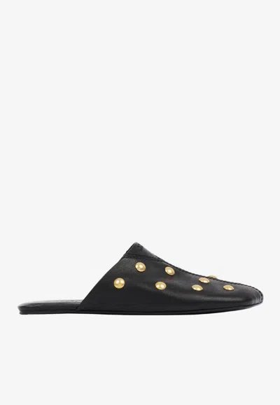CHLOÉ RITA STUDDED LEATHER FLAT MULES