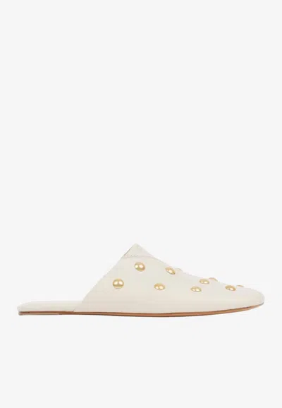 Chloé Rita Studded Leather Mules In Neutral