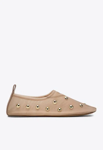 Chloé Rita Blushy Beige Ballet Flats In Transparent Mesh Women In Neutral