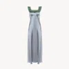 Chloé Lace-trimmed Silk Satin Maxi Dress In Blue