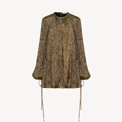 CHLOÉ ROBE COURTE FRONCÉE EN CRÉPON DE SOIE