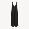 Chloé Robe Longue À Fines Bretelles En Charmeuse De Soie Et Dentelle Femme Noir Taille 38 100% Soie