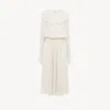 Chloé Gathered Long Dress In Silk Crêpon White Size 6 100% Silk, Pinctada Maxima, Farmed, Coo Australia In White