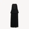 Chloé Organic Silk Georgette Peplum Maxi Dress In Black