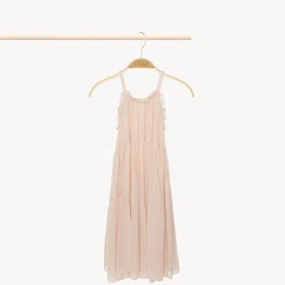 Chloé Robe Longue Sans Manches Femme Rose Taille 12 100% Soie In Pink