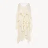 Chloé Long Ruffled Dress In Silk Mousseline In White