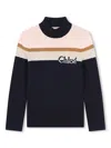 Chloé Kids' Roll-neck Knitted Jumper In Blue