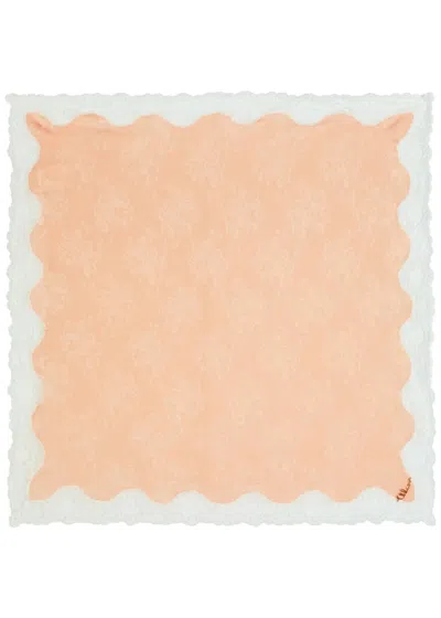 Chloé Chloe Romantic Lace-trimmed Silk-jacquard Scarf In Neutral
