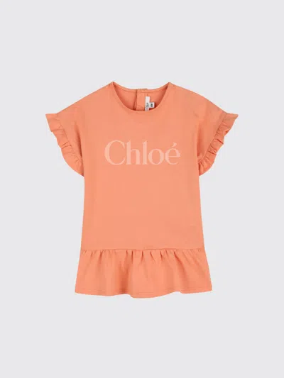 Chloé Dress Kids Color Apricot In Orange