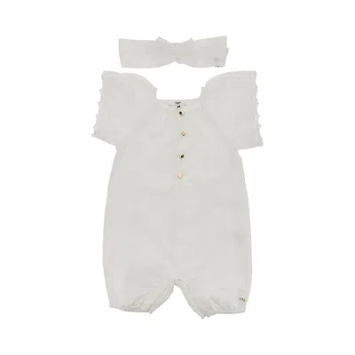 Chloé Rompers And Headband Newborn Gift Box Kids In White