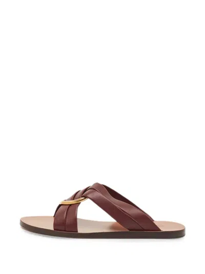 Pre-owned Chloé Rony Flat Sandals In Red