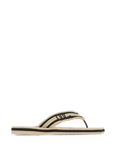 Chloé Rope-detail Logo-embroidered Sandals In Neutral